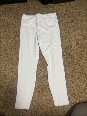 90 Degree by Reflex Women's White High Waisted Leggings with Pockets Size Large